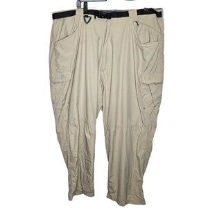 Cabelas Guidewear Beige Nylon Cargo Pants 3X 30L Adjustable Belt‎ Pockets Gorp
